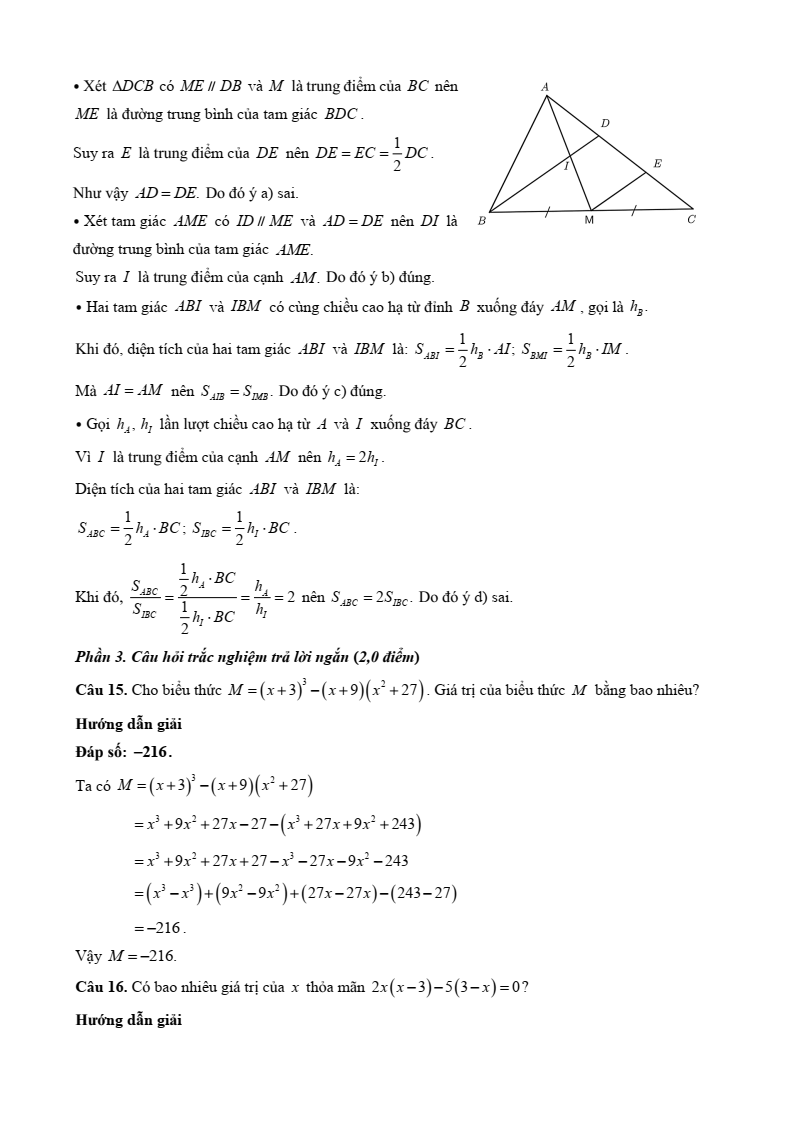 27 Đề thi Học kì 1 Toán 8 Kết nối tri thức (có đáp án, cấu trúc mới)