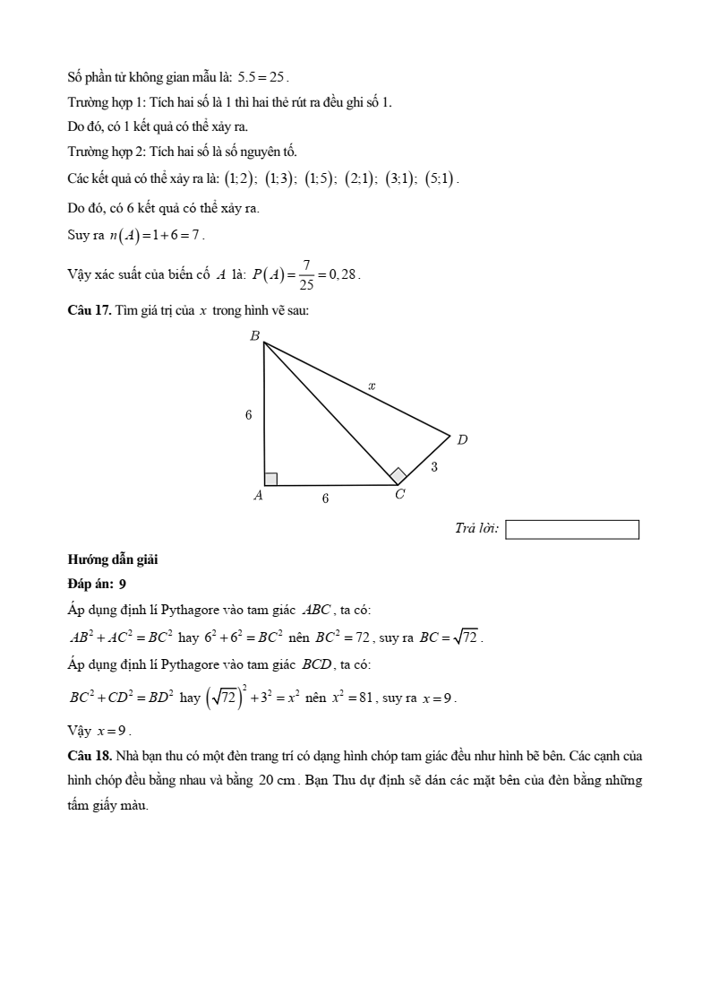20+ Đề thi Học kì 2 Toán 8 Kết nối tri thức (cấu trúc mới, có đáp án)