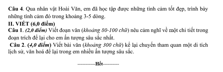 Đề thi Giữa kì 1 Văn 8 năm 2024-2025 Sở Bắc Ninh