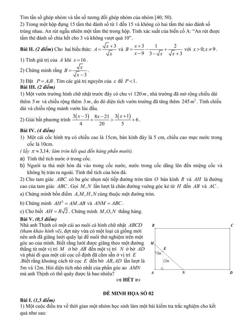 Đề cương ôn tập Học kì 2 Toán 9 trường THCS Ngọc Thụy (Hà Nội) năm 2025-2026