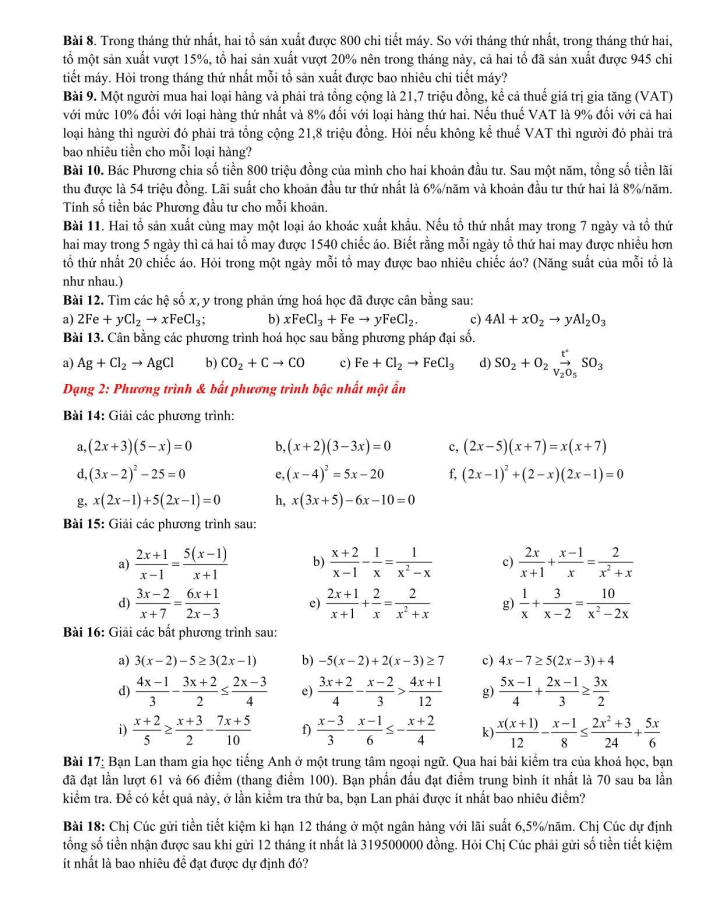 Đề cương ôn tập Giữa kì 1 Toán 9 trường THCS Lê Lợi năm 2025-2026