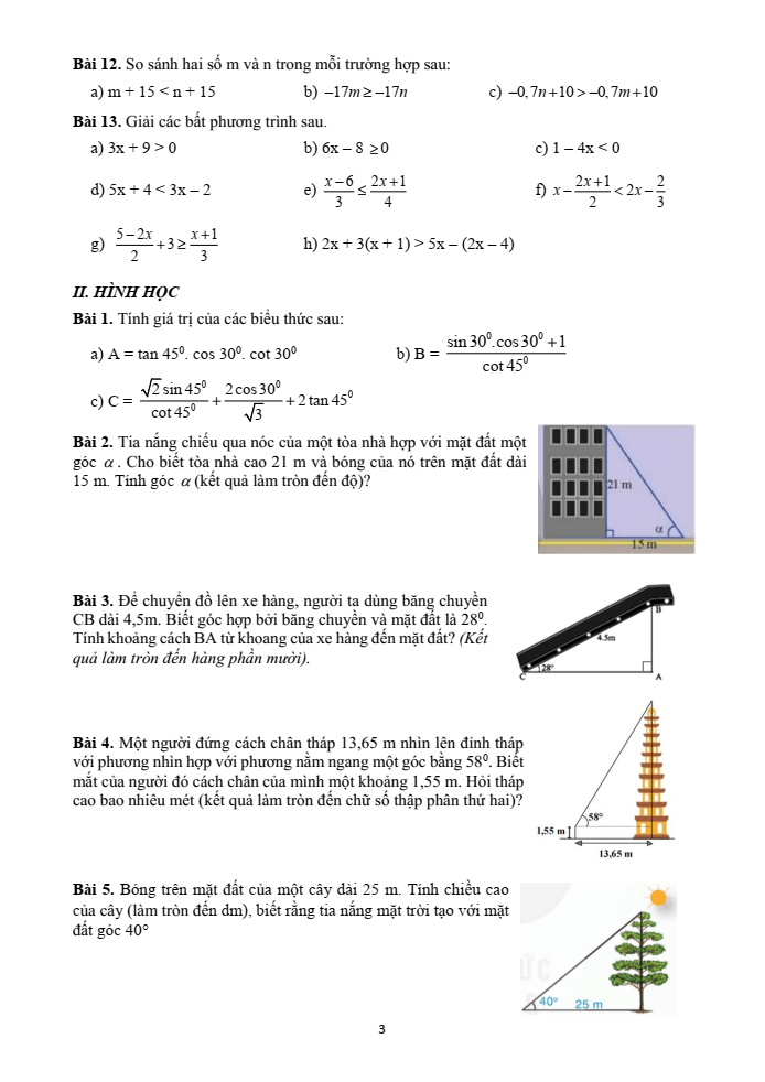 Đề cương ôn tập Giữa kì 1 Toán 9 trường THCS Long Toàn năm 2025-2026