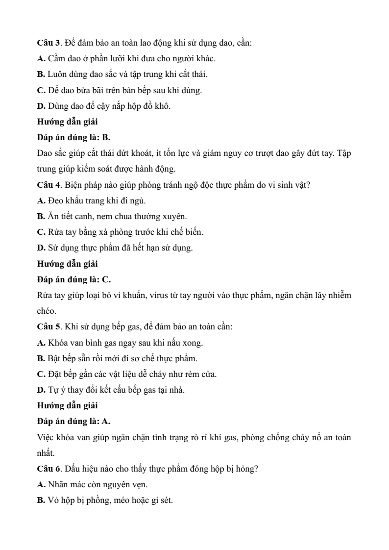 Đề thi Giữa kì 2 Công nghệ 9 Kết nối tri thức Chế biến thực phẩm (có đáp án)