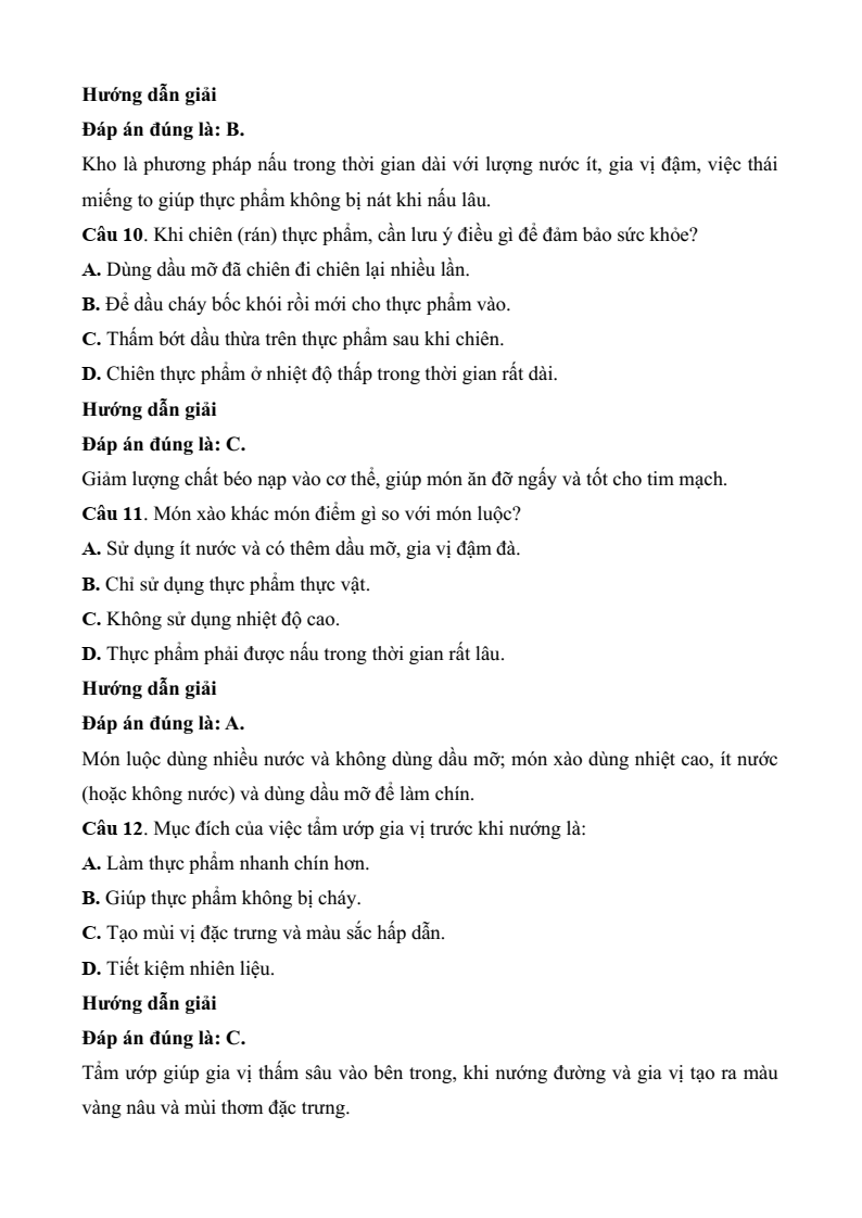 Đề thi Giữa kì 2 Công nghệ 9 Kết nối tri thức Chế biến thực phẩm (có đáp án)