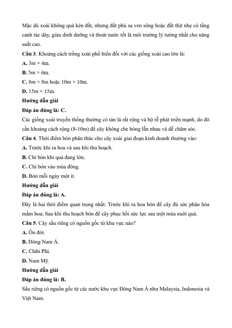 Đề thi Giữa kì 2 Công nghệ 9 Kết nối tri thức Trồng cây ăn quả (có đáp án)