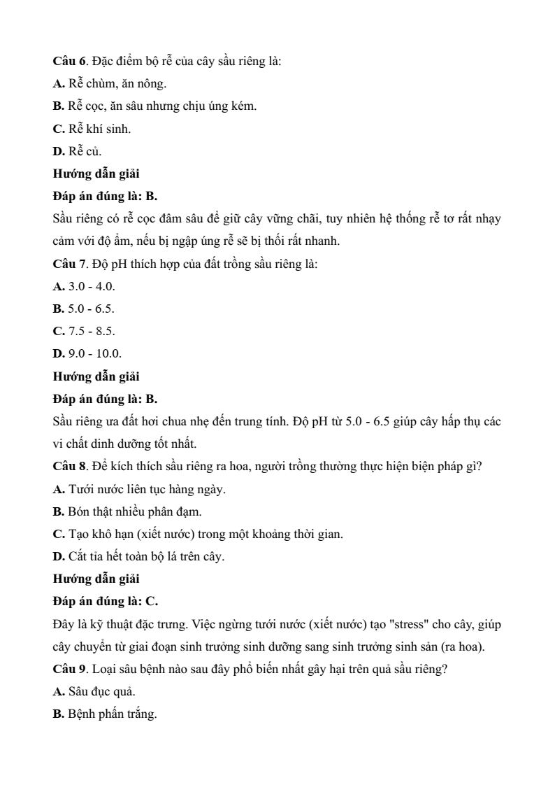 Đề thi Giữa kì 2 Công nghệ 9 Kết nối tri thức Trồng cây ăn quả (có đáp án)