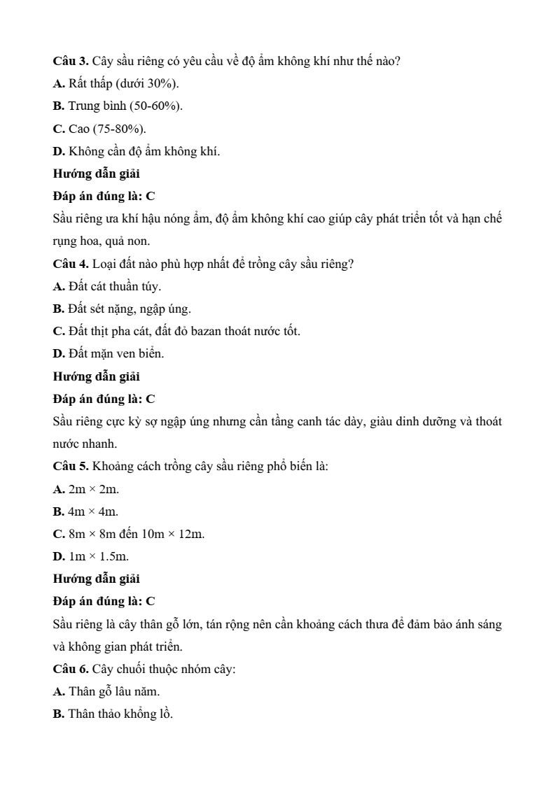 Đề thi Học kì 2 Công nghệ 9 Kết nối tri thức Trồng cây ăn quả (có đáp án)