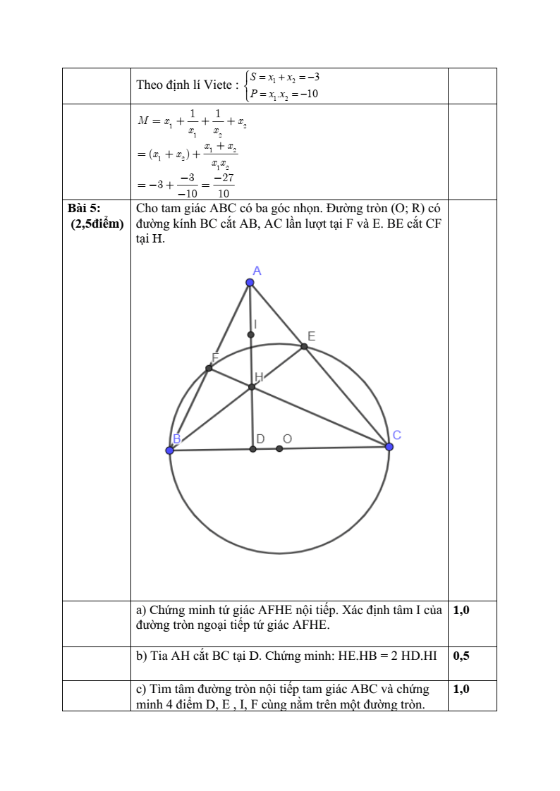 Đề thi Giữa kì 2 Toán 9 phòng GD&ĐT Bình Thạnh (Tp.HCM) năm 2024-2025