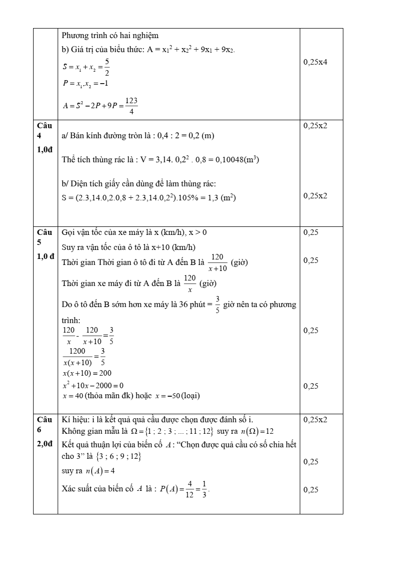 Đề thi Giữa kì 2 Toán 9 phòng GD&ĐT Quận 3 (Tp.HCM) năm 2024-2025