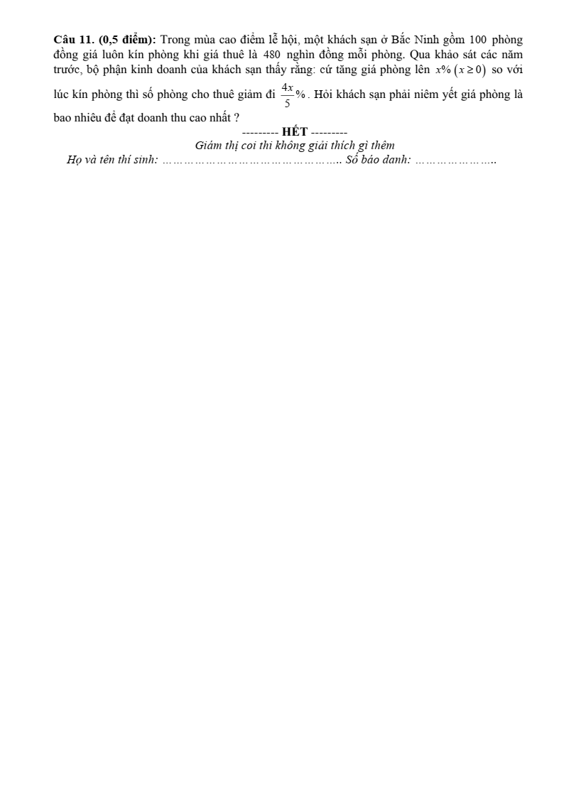 Đề thi Giữa kì 2 Toán 9 phòng GD&ĐT thành phố Bắc Ninh (Bắc Ninh) năm 2024-2025