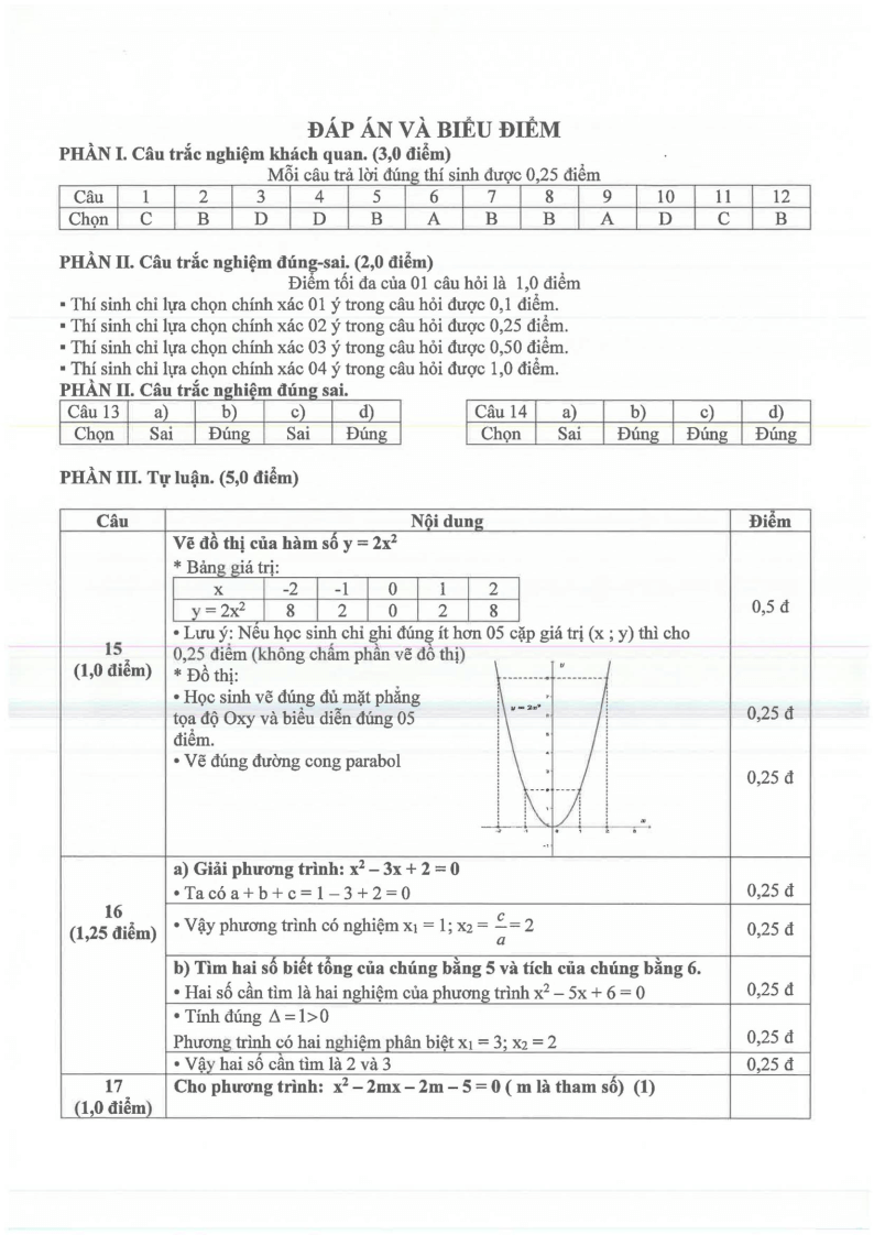 Đề thi Giữa kì 2 Toán 9 trường THCS Chu Văn An (Bình Dương) năm 2024-2025