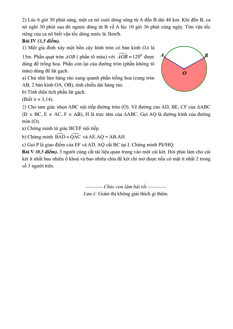 Đề thi Giữa kì 2 Toán 9 trường THCS Chương Dương (Hà Nội) năm 2024-2025