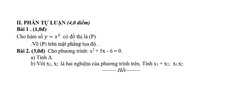 Đề thi Giữa kì 2 Toán 9 trường THCS Quế Thuận (Đà Nẵng) năm 2025-2026