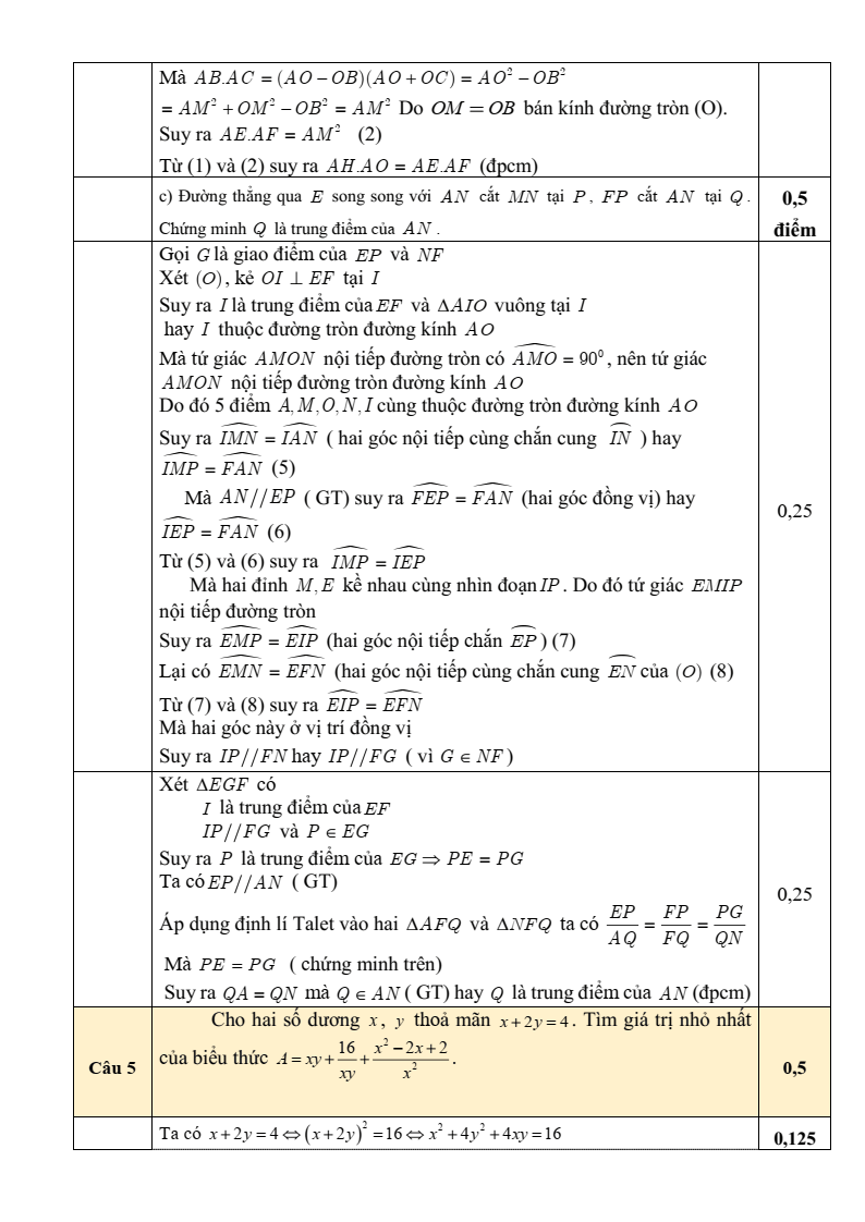 Đề thi Giữa kì 2 Toán 9 trường THCS Vân Hà (Bắc Ninh) năm 2025-2026