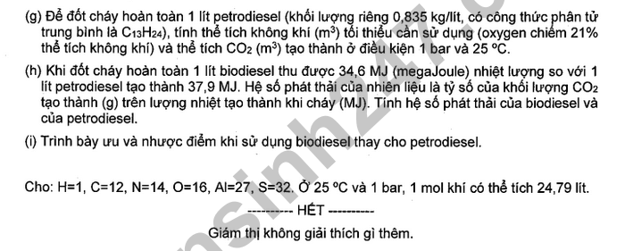 Đề thi tuyển sinh Hóa học vào lớp 10 trường Phổ thông năng khiếu HCM 2025