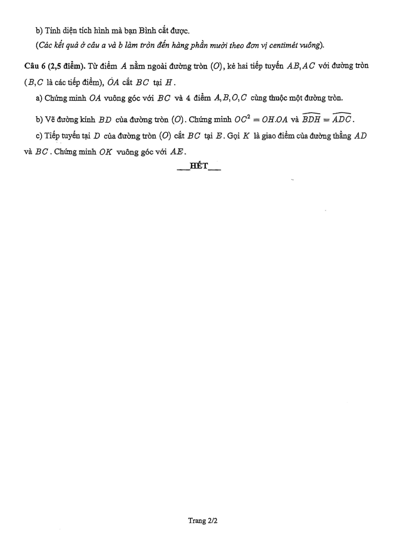 Đề thi Học kì 1 Toán 9 trường Thực hành Sài Gòn (Tp.HCM) năm 2025-2026