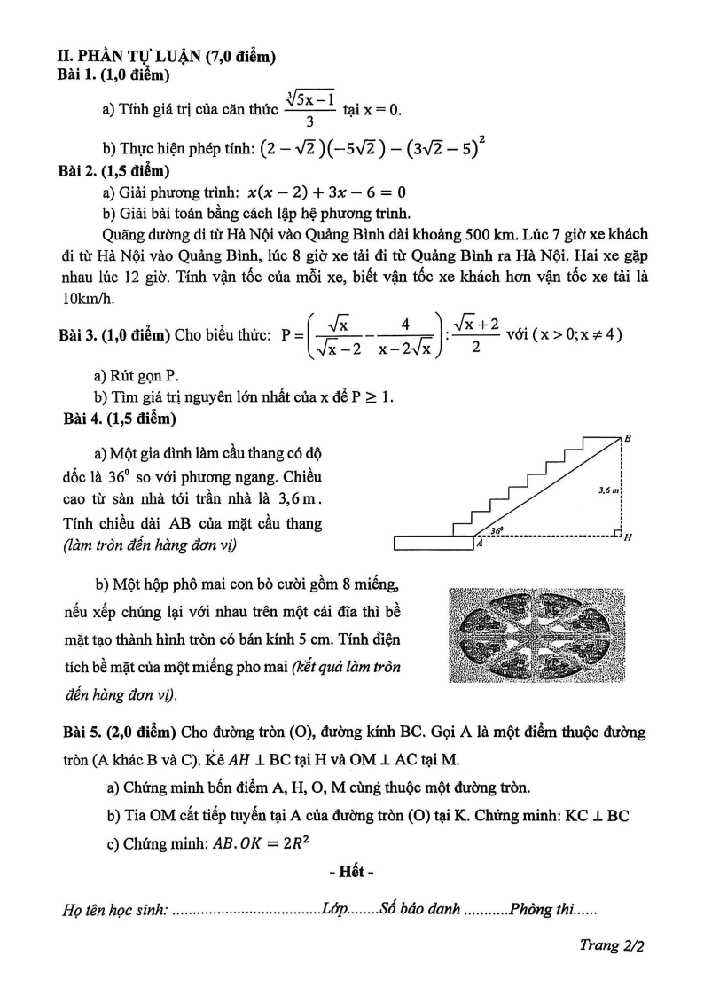 Đề thi Học kì 1 Toán 9 trường THCS Lý Thường Kiệt (Đà Nẵng) năm 2025-2026