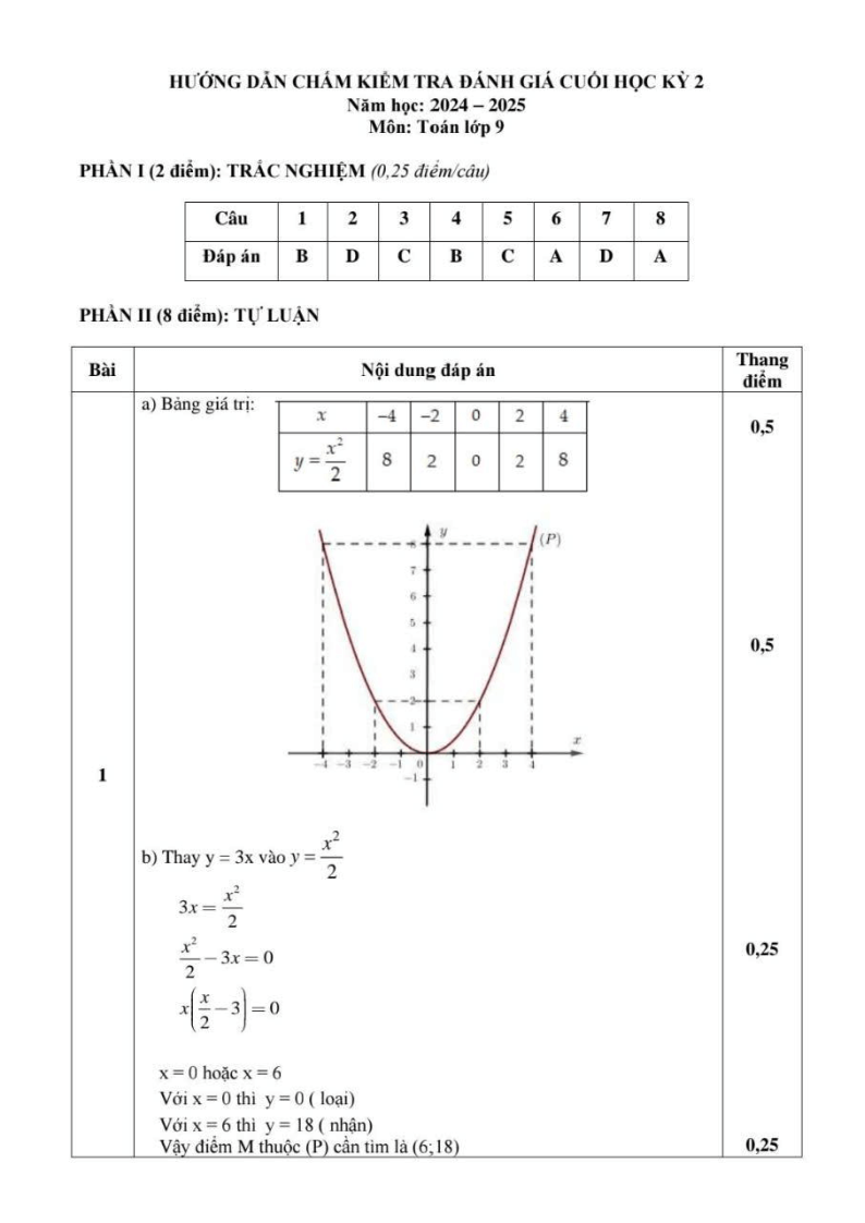 Đề thi Học kì 2 Toán 9 phòng GD&ĐT Bình Tân (Tp.HCM) năm 2024-2025