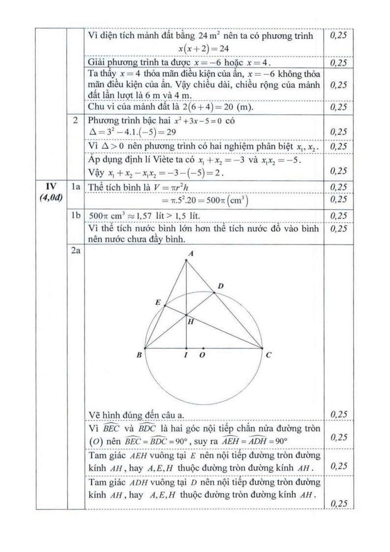 Đề thi Học kì 2 Toán 9 phòng GD&ĐT Gia Lâm (Hà Nội) năm 2024-2025