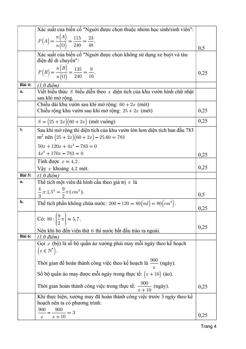 Đề thi Học kì 2 Toán 9 phòng GD&ĐT Tân Phú (Tp.HCM) năm 2024-2025