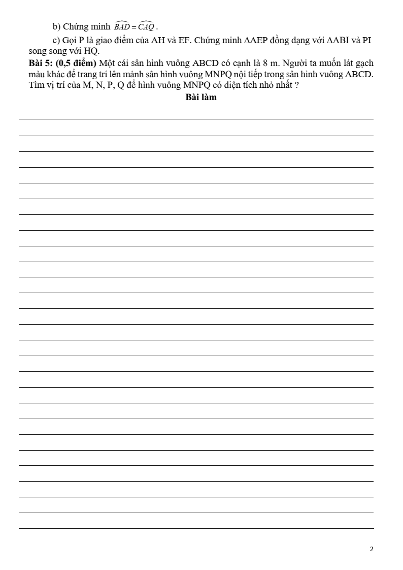 Đề thi Học kì 2 Toán 9 phòng GD&ĐT Thạch Thất (Hà Nội) năm 2024-2025