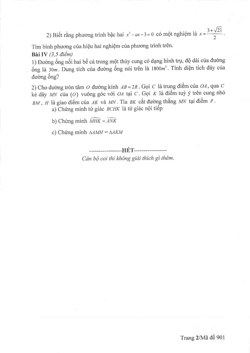 Đề thi Học kì 2 Toán 9 trường THCS Phúc Đồng (Hà Nội) năm 2024-2025
