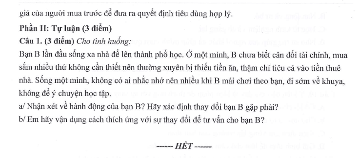 Đề thi Giữa kì 2 GDCD 9 năm 2025-2026 trường THCS Ngọc Lâm (Hà Nội)