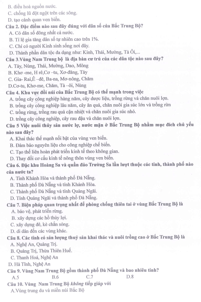 Đề thi Giữa kì 2 Lịch Sử và Địa Lí 9 năm 2025-2026 trường THCS Ngọc Lâm (Hà Nội)
