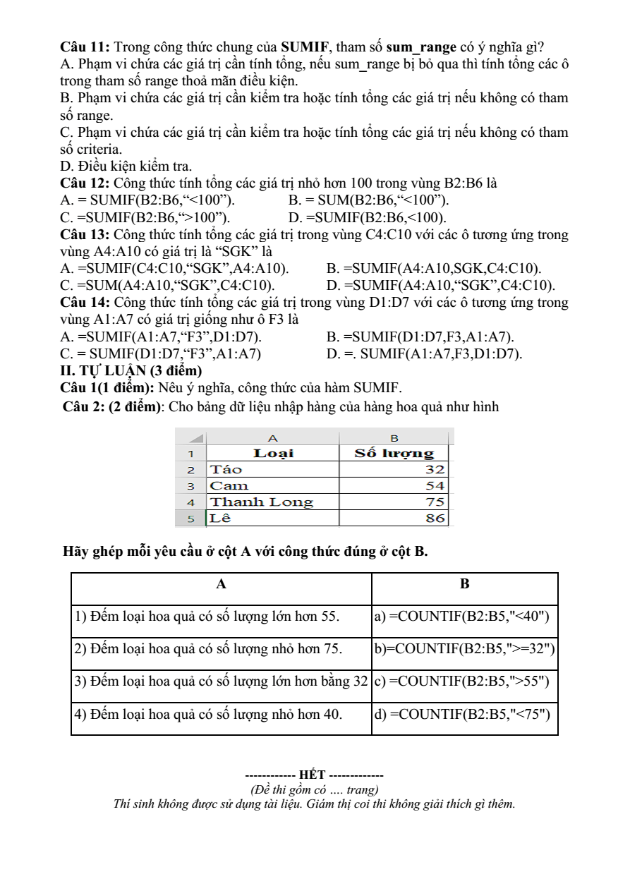 Đề thi Giữa kì 2 Tin học 9 năm 2024-2025 trường THCS Nội Duệ (Bắc Ninh)