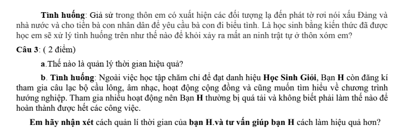 Đề thi Học kì 1 GDCD 9 năm 2024-2025 trường THCS Lý Thường Kiệt (Quảng Nam)