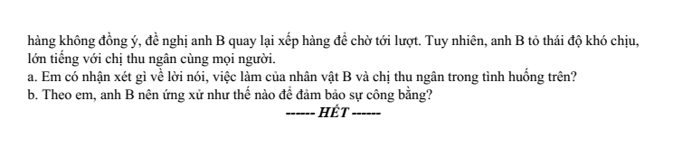 Đề thi Học kì 1 GDCD 9 năm 2024-2025 trường THCS Ngô Gia Tự (Hà Nội)
