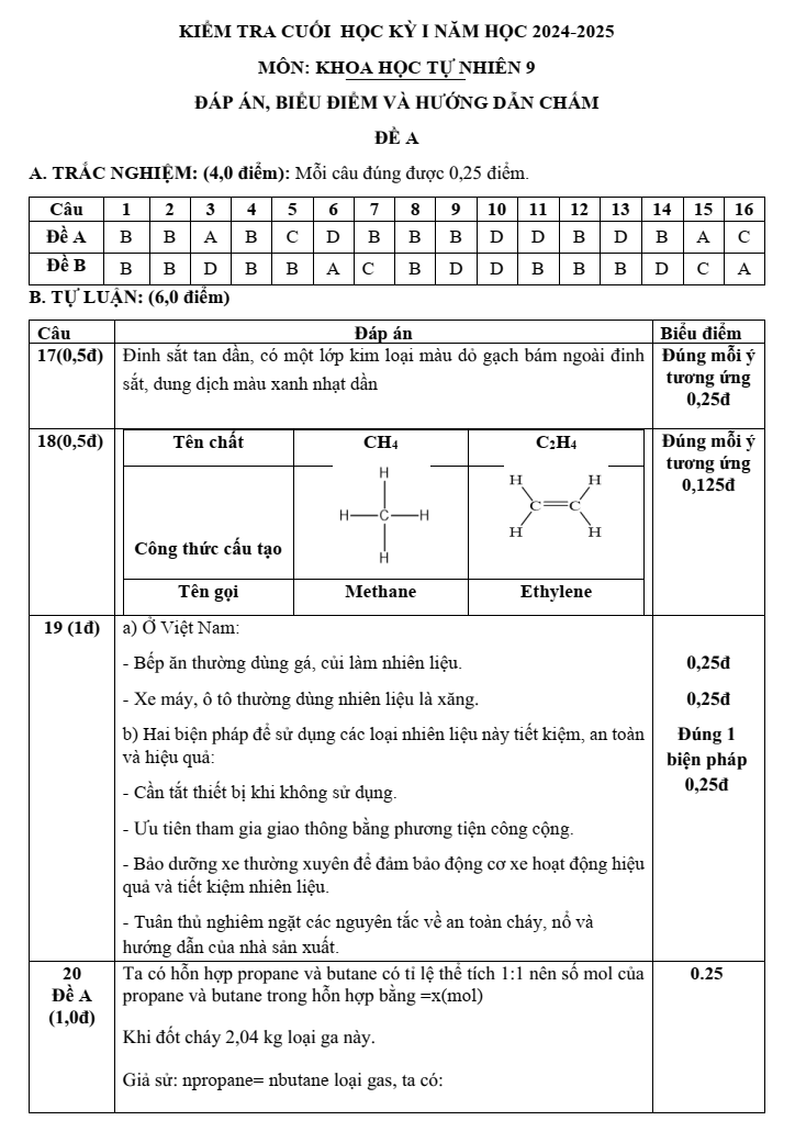 Đề thi Học kì 1 KHTN 9 năm 2024-2025 trường THCS Lý Thường Kiệt (Quảng Nam)