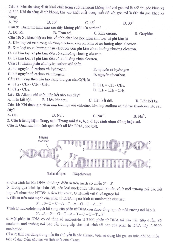 Đề thi Học kì 1 KHTN 9 năm 2025-2026 trường THCS Ngọc Lâm (Hà Nội)