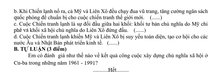 Đề thi Học kì 1 Lịch Sử và Địa Lí 9 năm 2025-2026 trường THCS Hát Môn (Hà Nội)