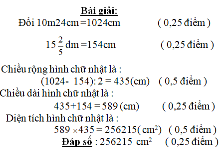 Bài tập cuối tuần Toán lớp 5 Tuần 7 có đáp án (Đề 2) | Đề kiểm tra cuối tuần Toán 5 có đáp án