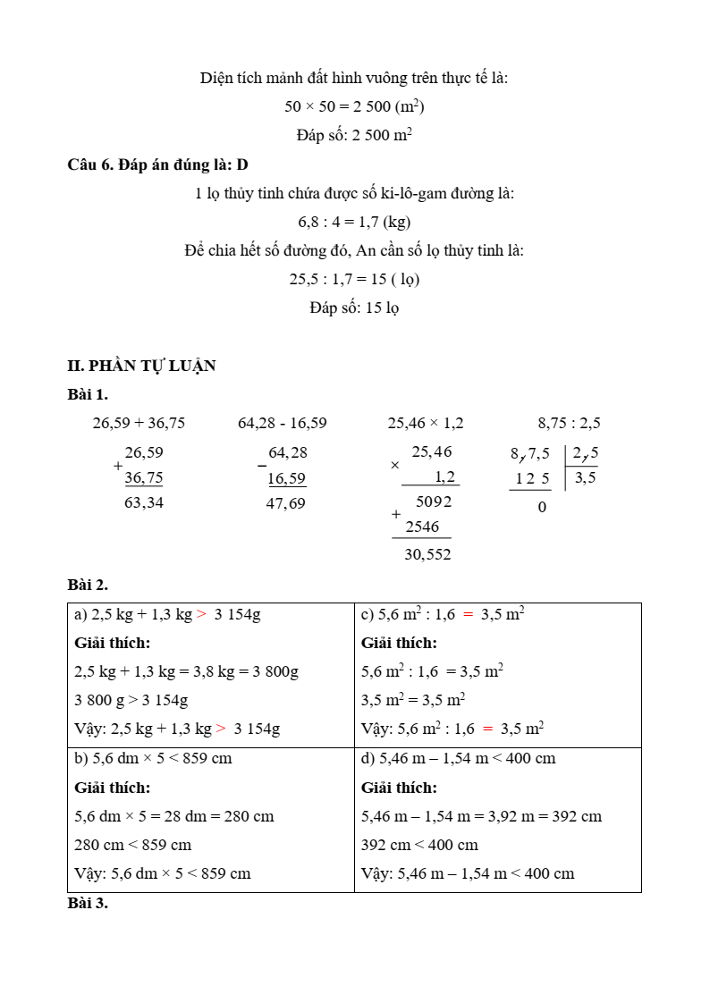10 Đề thi Học kì 1 Toán lớp 5 Chân trời sáng tạo (có đáp án, cấu trúc mới)