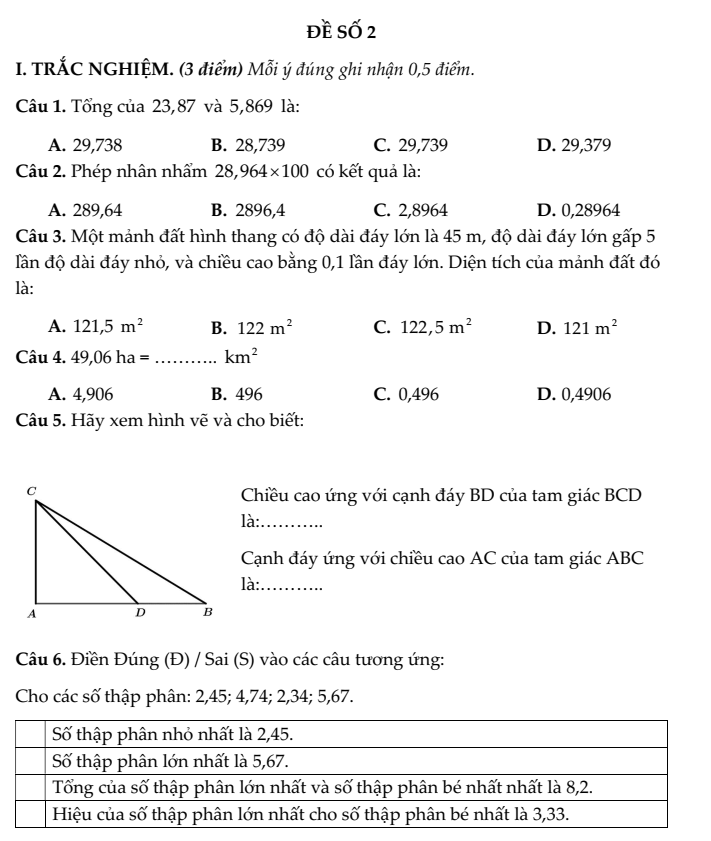 20+ Đề thi Toán lớp 5 Học kì 1 Kết nối tri thức 2025 (tải nhiều)