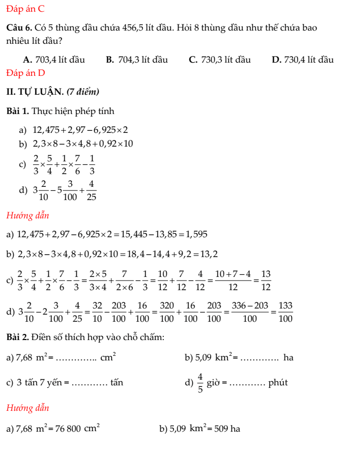 20+ Đề thi Toán lớp 5 Học kì 1 Kết nối tri thức 2025 (tải nhiều)