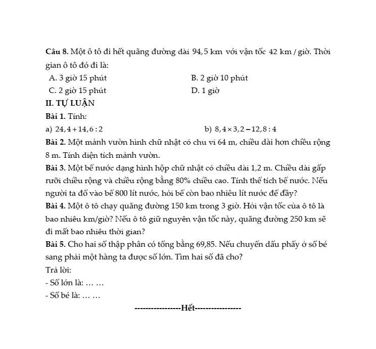 20+ Đề thi Toán lớp 5 Học kì 2 Kết nối tri thức 2026 (tải nhiều)