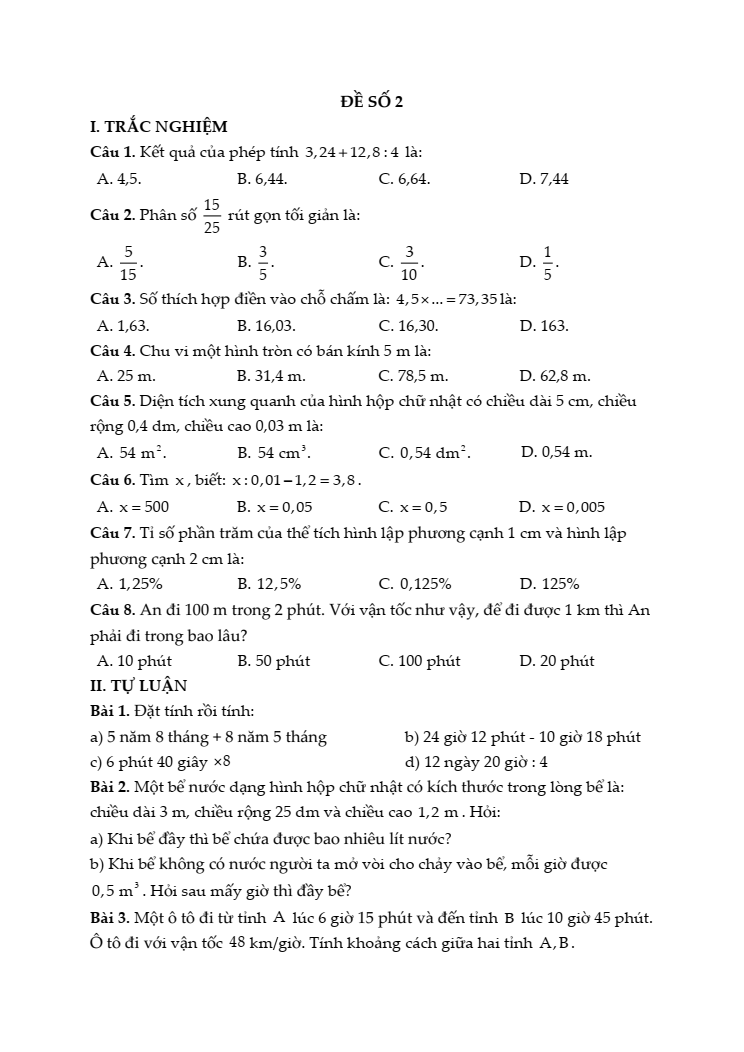 20+ Đề thi Toán lớp 5 Học kì 2 Kết nối tri thức 2026 (tải nhiều)