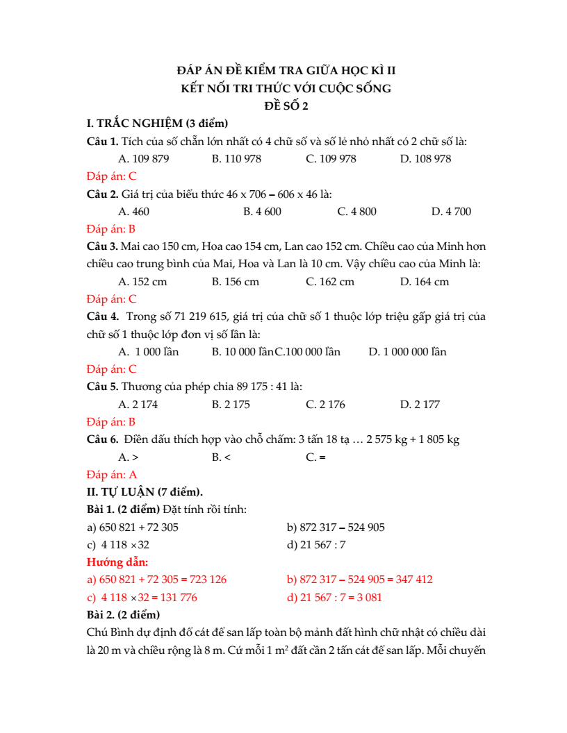 20+ Đề thi Toán lớp 4 Giữa kì 2 Kết nối tri thức 2026 (tải nhiều)