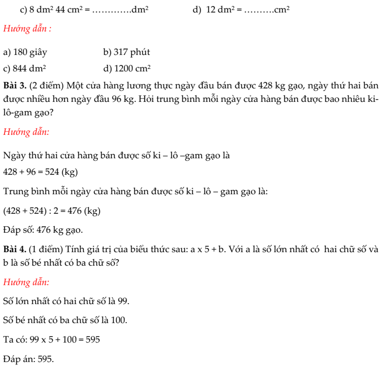 20+ Đề thi Toán lớp 4 Học kì 1 Chân trời sáng tạo 2025 (tải nhiều)