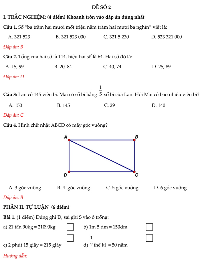 20+ Đề thi Toán lớp 4 Học kì 1 Kết nối tri thức 2025 (tải nhiều)