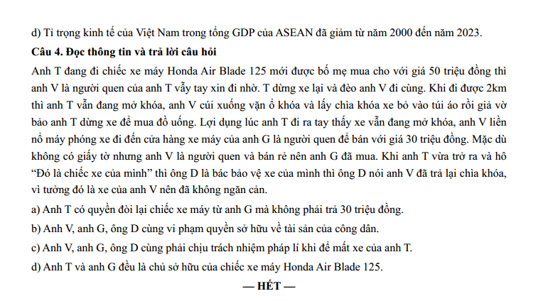 Đề thi thử KTPL Tốt nghiệp THPT 2025-2026 Sở Thanh Hóa