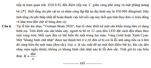 Đề thi thử Toán Tốt nghiệp 2025-2026 Cụm THPT số 10 (Ninh Bình)