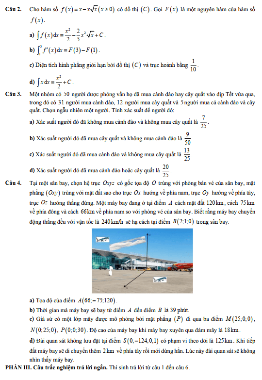Đề thi thử Toán Tốt nghiệp 2025-2026 trường THPT Trần Phú (Phú Thọ - Lần 3)
