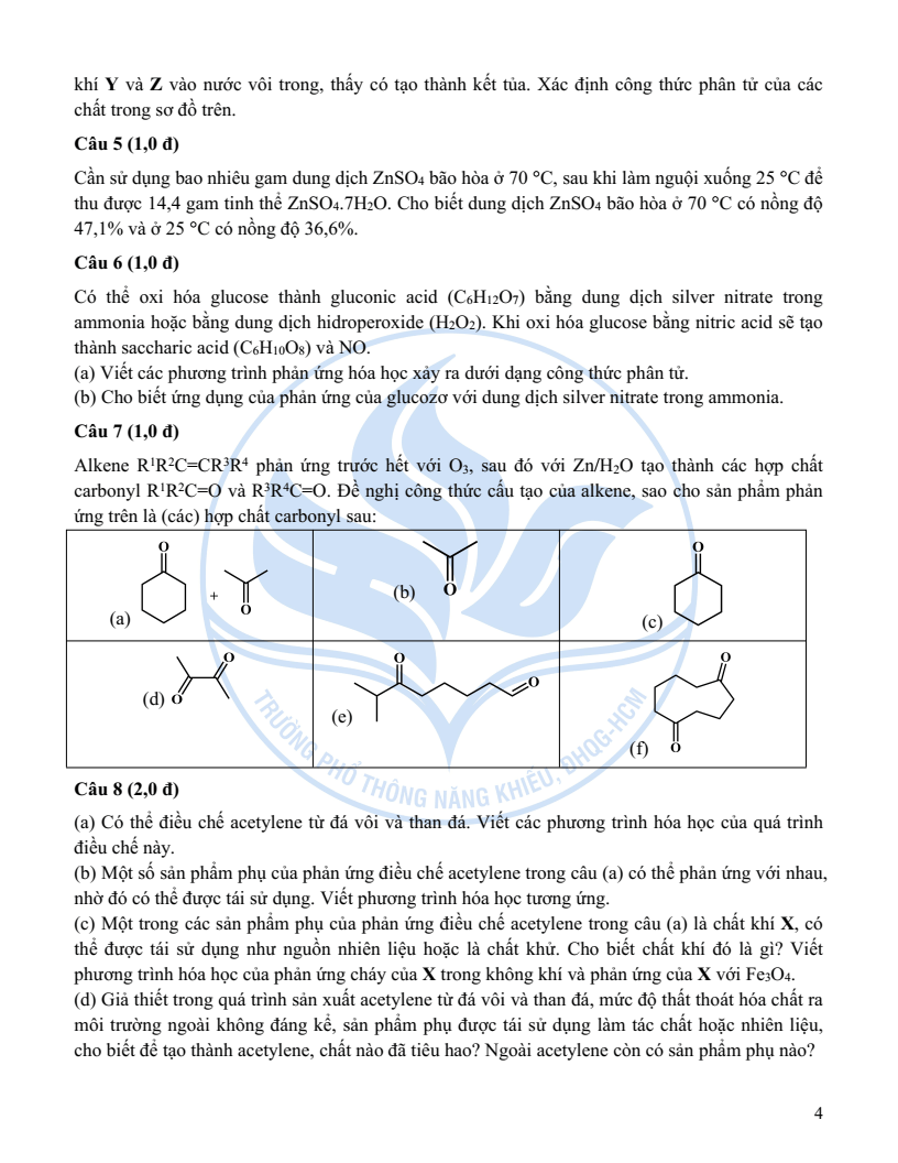 Đề minh họa Chuyên Hóa học vào lớp 10 trường Phổ thông Năng khiếu 2026