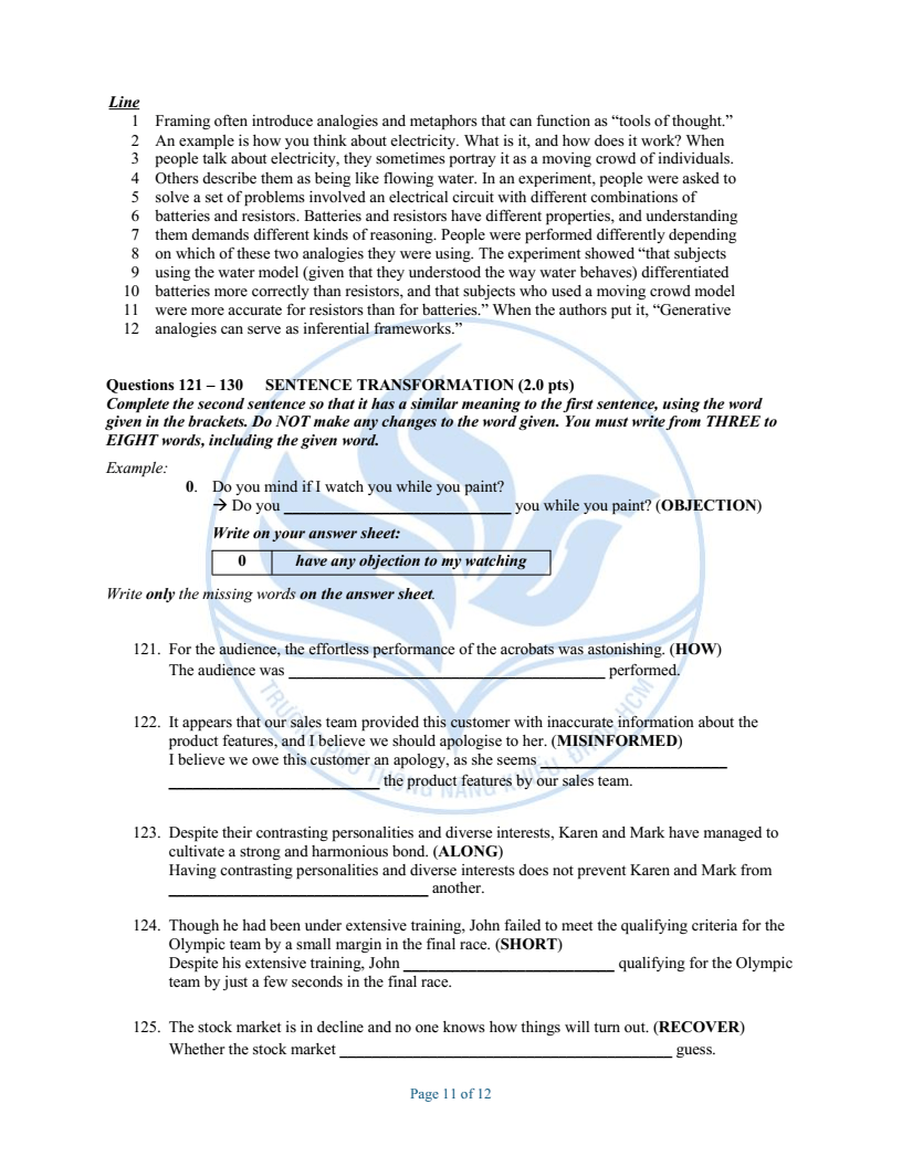 Đề minh họa Chuyên Tiếng Anh vào lớp 10 trường Phổ thông Năng khiếu 2026