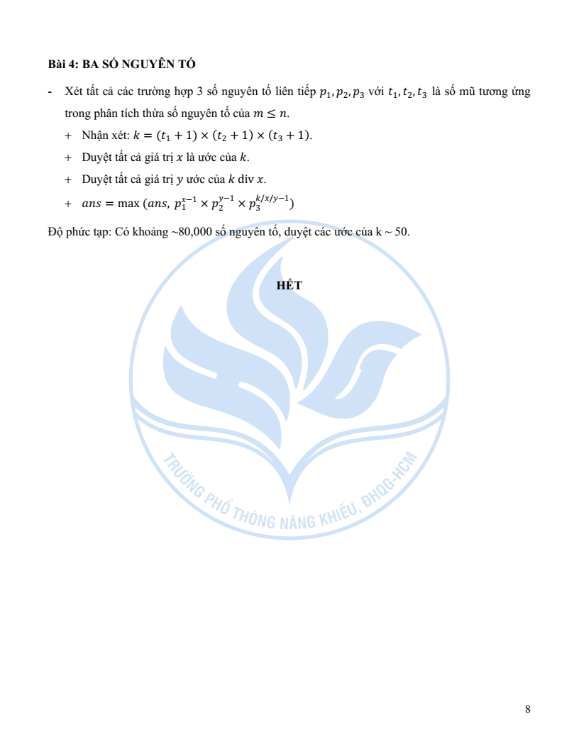 Đề minh họa Chuyên Tin học vào lớp 10 trường Phổ thông Năng khiếu 2026