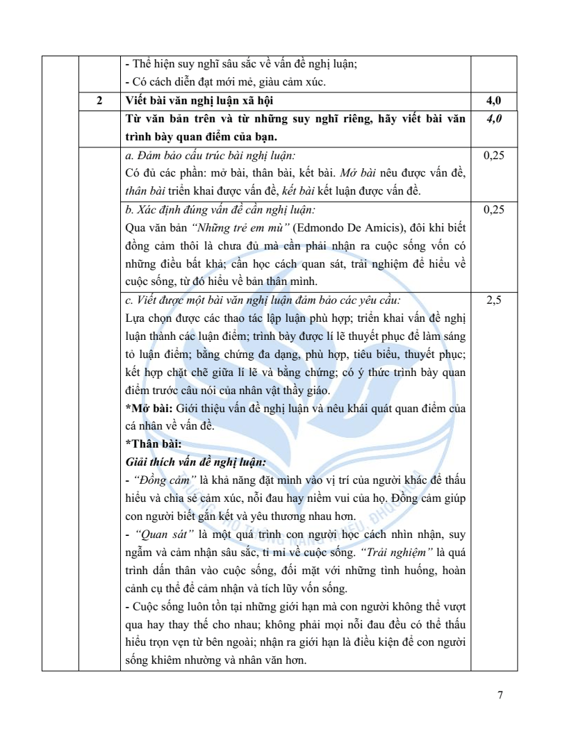 Đề minh họa vào lớp 10 trường Phổ thông Năng khiếu môn Ngữ văn (không Chuyên) 2026